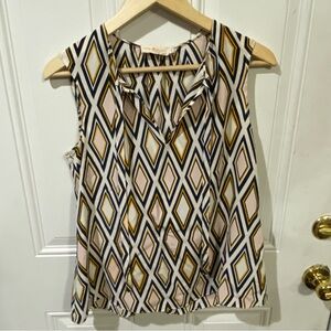 Tory Burch Black and White Sleeveless Blouse 100% Silk